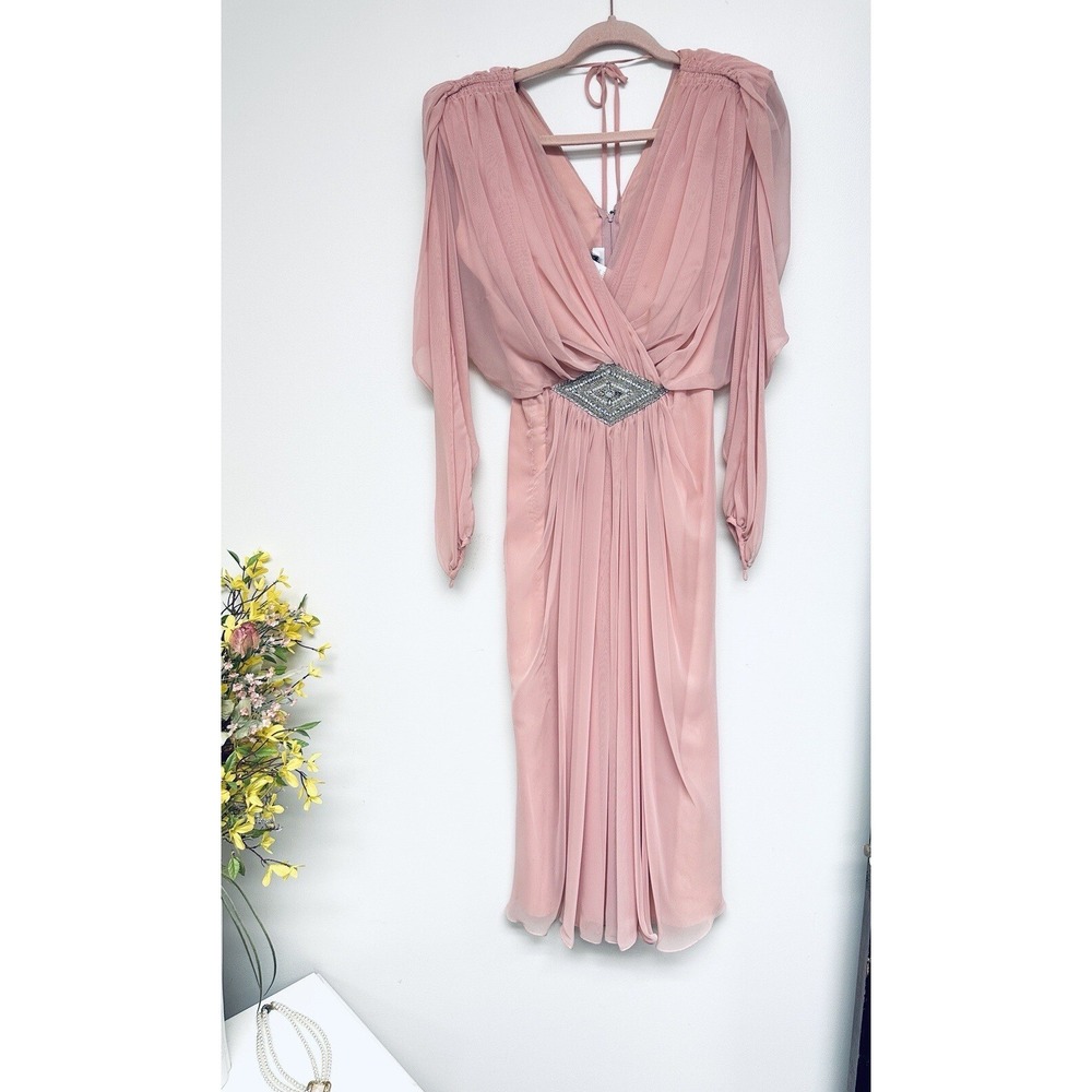 Vintage Miss Elliette Womens Size 8 Pale Pink Cocktail Dress 1950's 1960's *READ